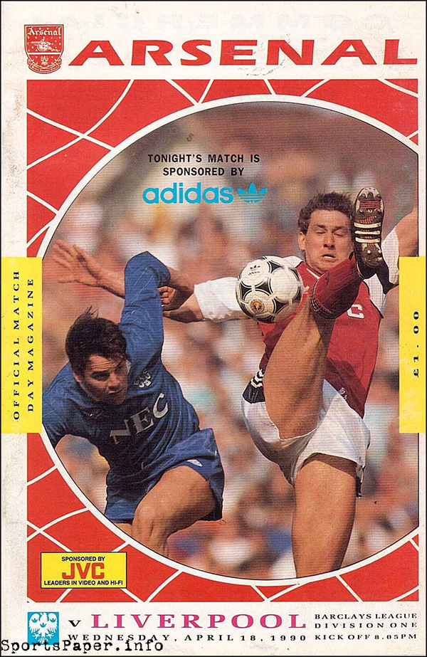 English Football Program: Arsenal vs. Liverpool (April 18, 1990)