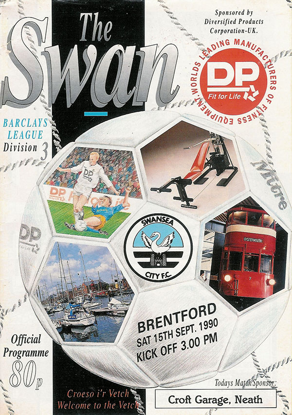 English Football Program: Swansea City vs. Brentford (September 15, 1990)
