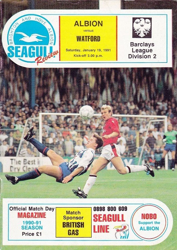 English Football Program: Brighton & Hove Albion vs. Watford (January 19, 1991)