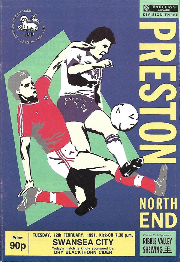 English Football Program: Preston North End vs. Swansea City (February 12, 1991)