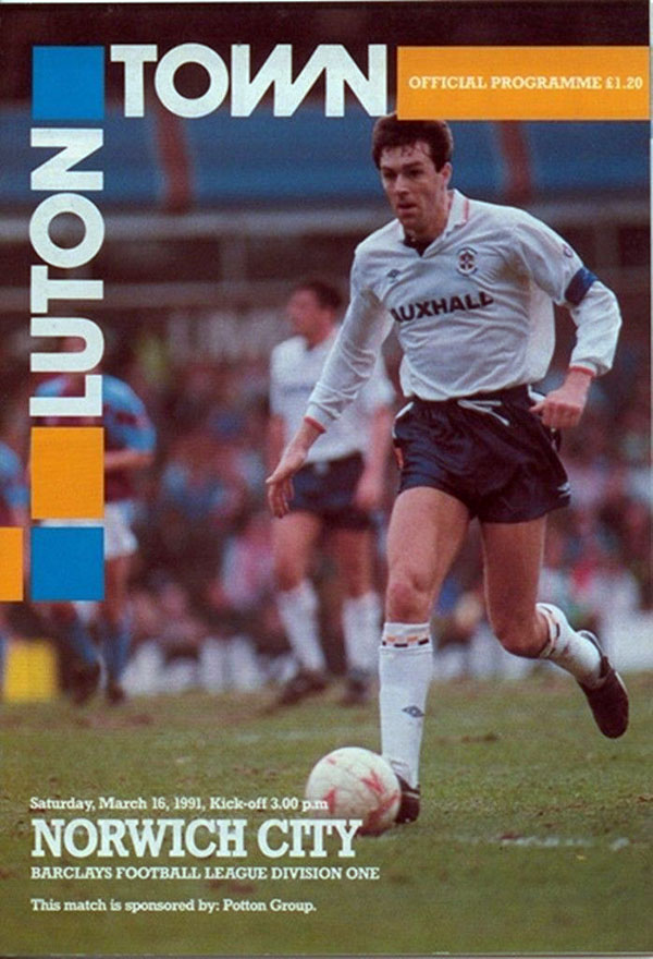 English Football Program: Luton Town vs. Norwich City (March 16, 1991)