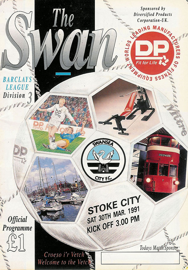 English Football Program: Swansea City vs. Stoke City (March 30, 1991)