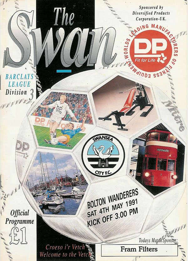 English Football Program: Swansea City vs. Bolton Wanderers (May 4, 1991)