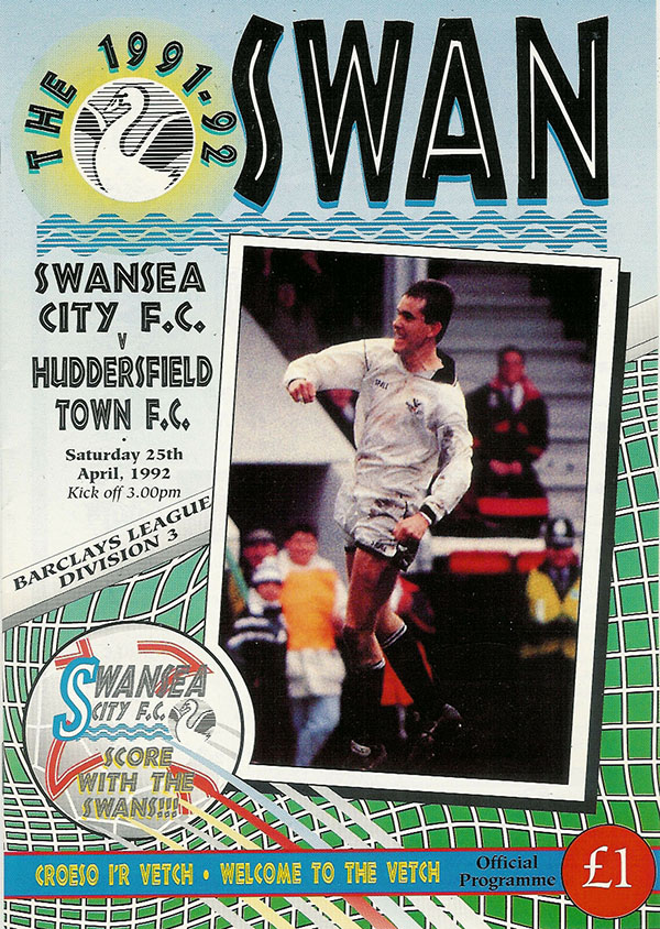 English Football Program: Swansea City vs. Huddersfield Town (April 25, 1992)
