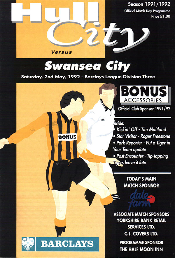English Football Program: Hull City vs. Swansea City (May 2, 1992)