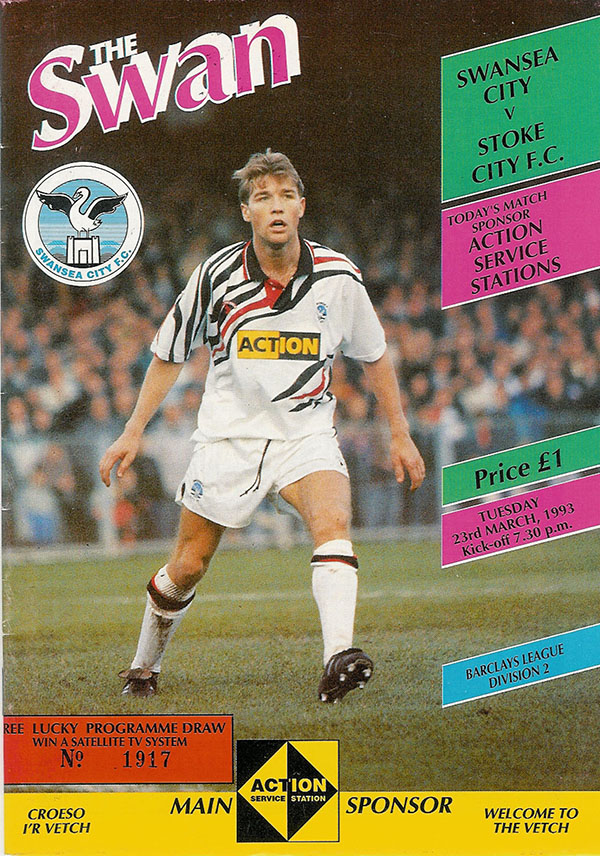 English Football Program: Swansea City vs. Stoke City (March 23, 1993)