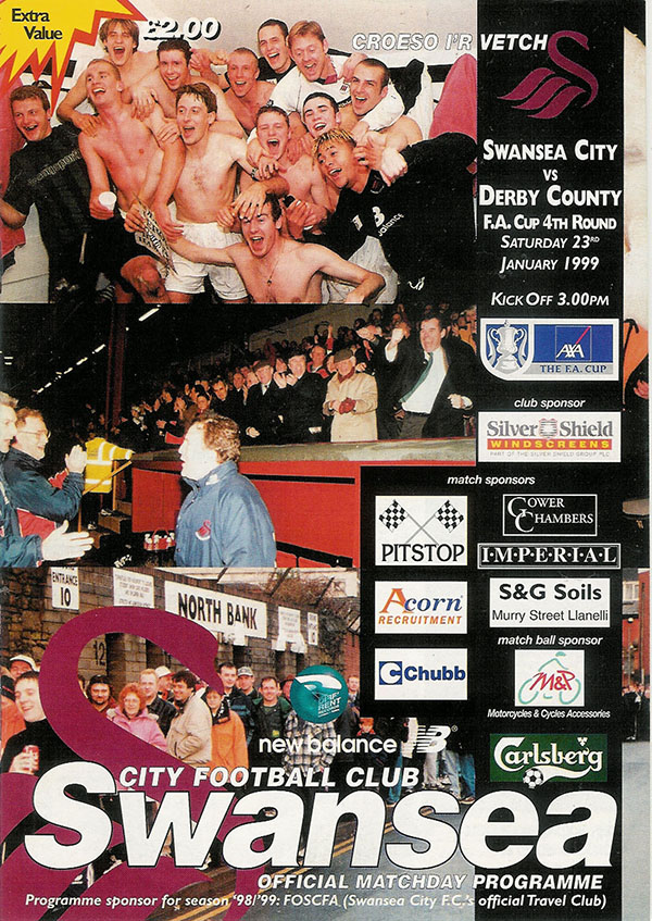 English Football Program: Swansea City vs. Derby County (January 23, 1999)
