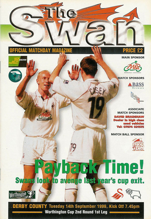 English Football Program: Swansea City vs. Derby County (September 14, 1999)