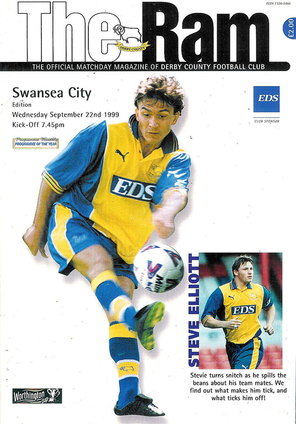 English Football Program: Derby County vs. Swansea City (September 22, 1999)