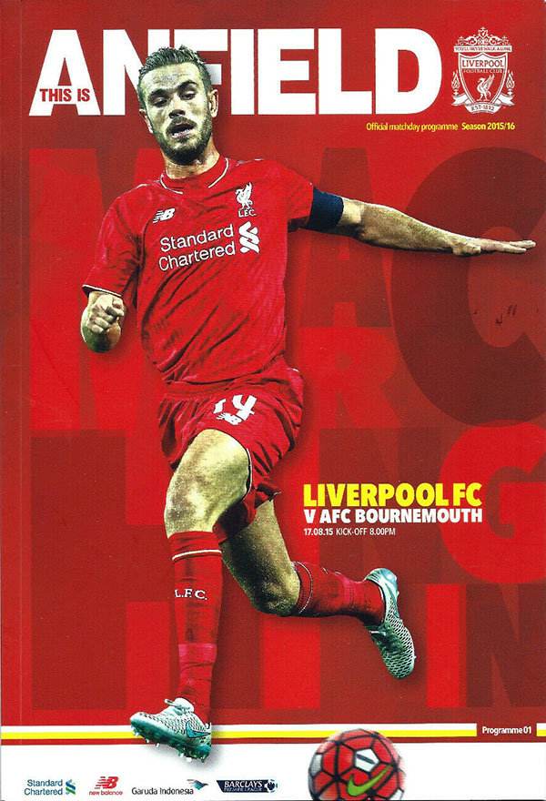 English Football Program: Liverpool vs. AFC Bournemouth (August 17, 2015)