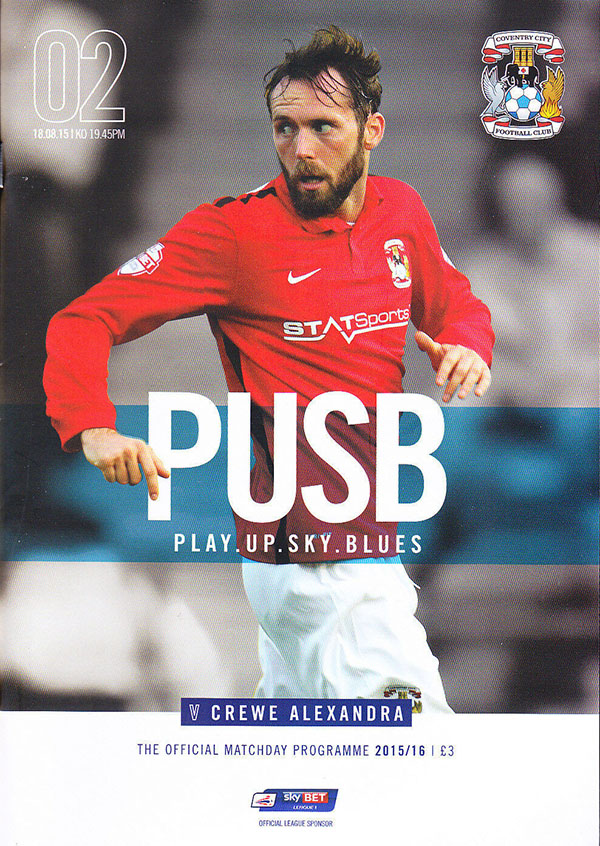 English Football Program: Coventry City vs. Crewe Alexandra (August 18, 2015)