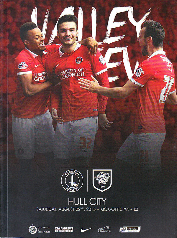 English Football Program: Charlton Athletic vs. Hull City (August 22, 2015)