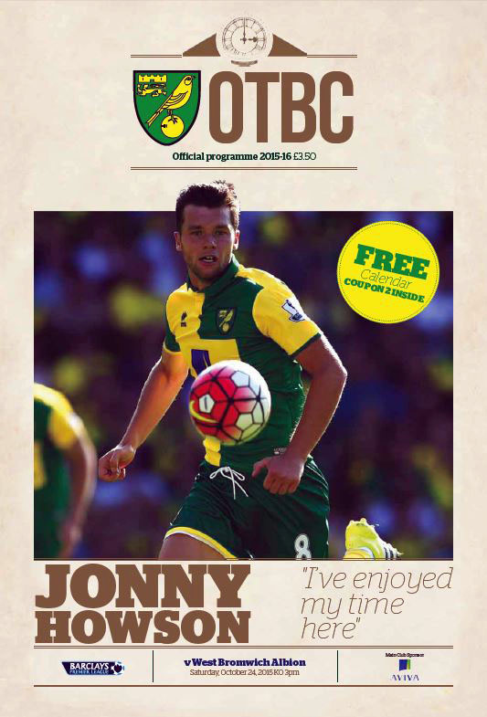 English Football Program: Norwich City vs. West Bromwich Albion (October 24, 2015)