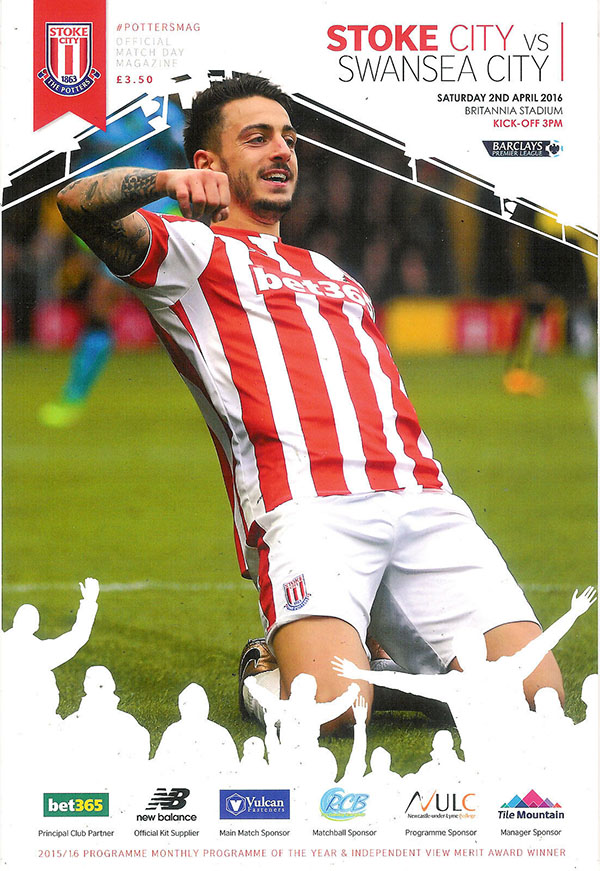 English Football Program: Stoke City vs. Swansea City (April 2, 2016)