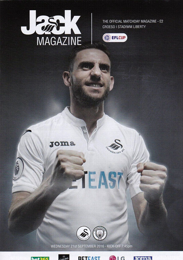 English Football Program: Swansea City vs. Manchester City (September 21, 2016)