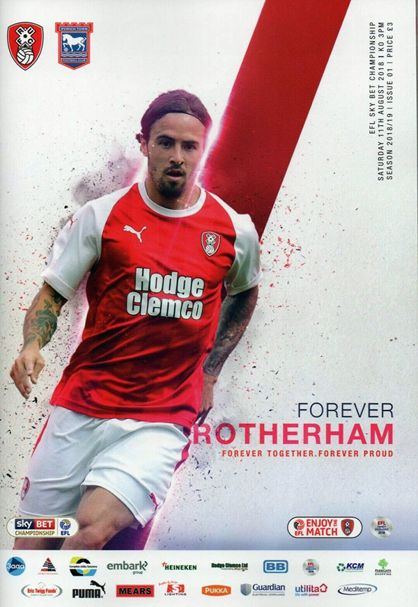 English Football Program: Rotherham United vs. Ipswich Town (August 11, 2018)