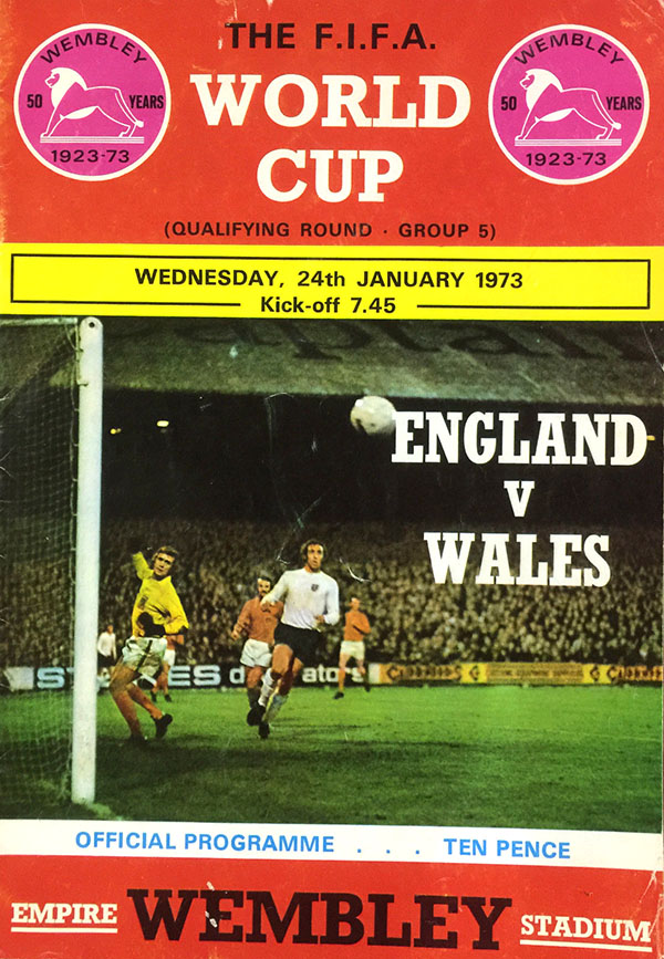 World Cup Program England vs. Wales (January 24, 1973) SportsPaper.info